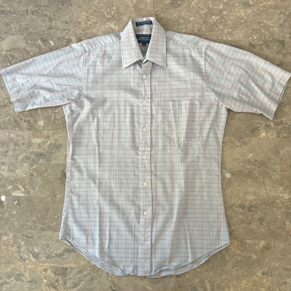 Vintage 80s Mervyn’s Check Short Sleeve Button Shirt 14.5